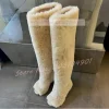 Open Toe Over The Knee Boots Women Big Size Fashion Slip-On Fluffy Fur Warm Comfortable High Heels Shoes Lady Nifty Sexy Boots