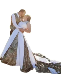 Alternative view of Bealegantom In Stock New Vintage Wedding Dresses Bealegantom Camo Realtree Print Long Formal Bridal Gowns Robe De Mariage QA437