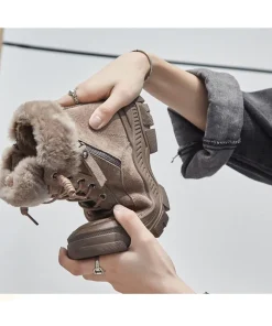 Winter Shoes Women Snow Boots Thick Sole Warm Plush Genuine Leather Brand Ladies Ankle Booties Non-slip Plus Size 41 - Image 4
