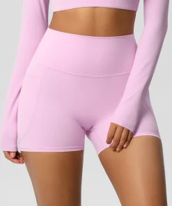 Solid Color Yoga Pants With Pockets Quick Drying High Waisted Gym Push Up Yoga Shorts for Woman Breathable Workout Fitness Short - Image 3