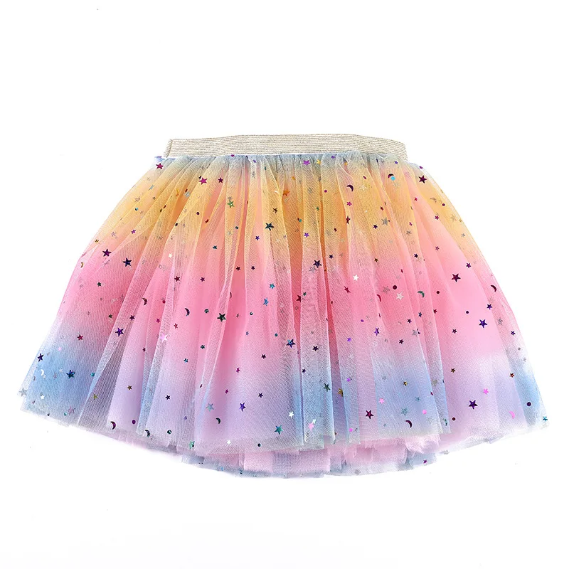 Girls Tutu Skirts Stars Print Princess Pettiskirts Kids Ballet Dancing Party Skirt Children Gradient Costume Clothes - Image 2