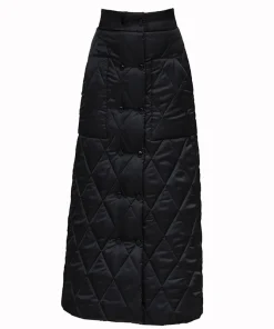 Black Thicken One Piece Of Down Cotton Maxi Skirt 2023 Winter Double Breasted Warm Saias Longas For Women - Image 6