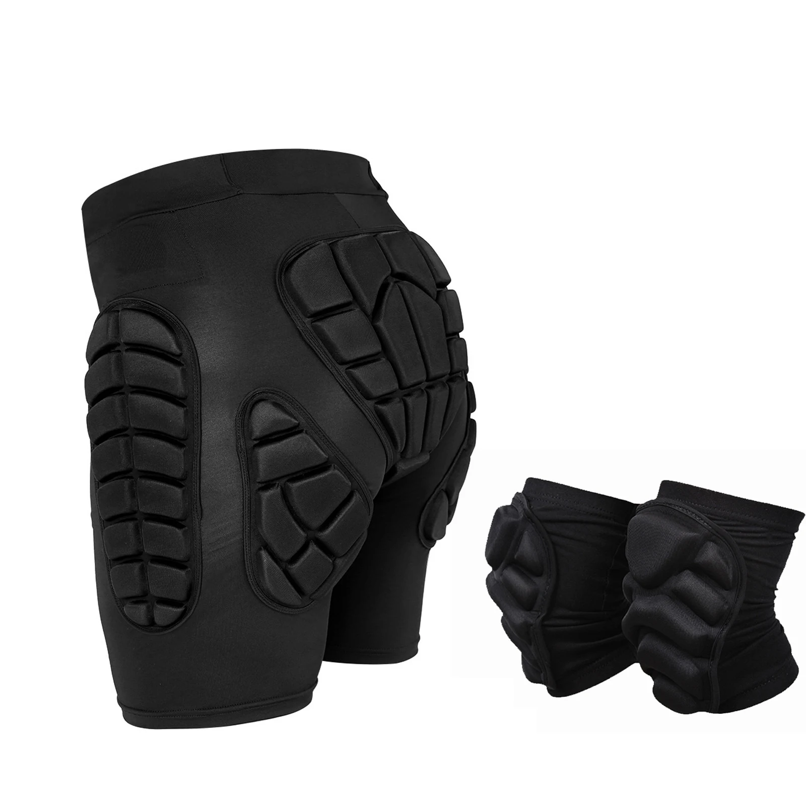 Lixada Outdoor Protective Ski Shorts + Knee Pads Set Waterproof Skateboarding Snowboarding Skiing Shorts for Women Men XXL