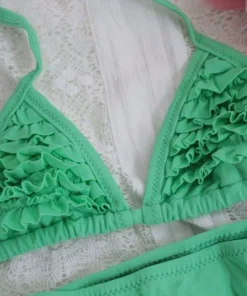 4 Color Brand 2023 Summer Girls Swimwear Soild Baby Kids Swimwear Biquini Infantil Swimsuits Falbala Bikini Girl For 6-14years - Image 5