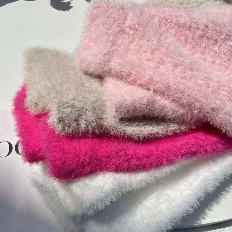 Women's Autumn Winter Faux Mink Hair Shorts Sweet Soft High Waist Slim Hairy Elasticity Shorts Fashion Knitting Homewear Shorts - Image 2
