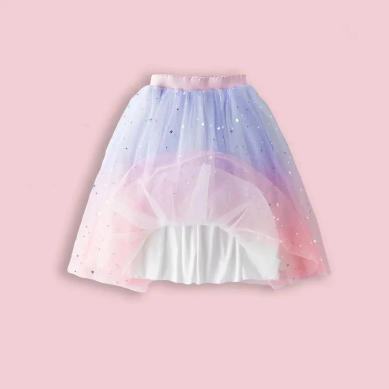 Girls Tutu Skirts Stars Print Princess Petty Girls Dancing Party Skirt Children Gradient Costume Clothes - Image 3