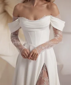 Alternative view of Mordern Off Shoulder Wedding Dresses A-Line Bridal Gown For Wedding Customized Bride Dresses vestidos de novia robe de mariée