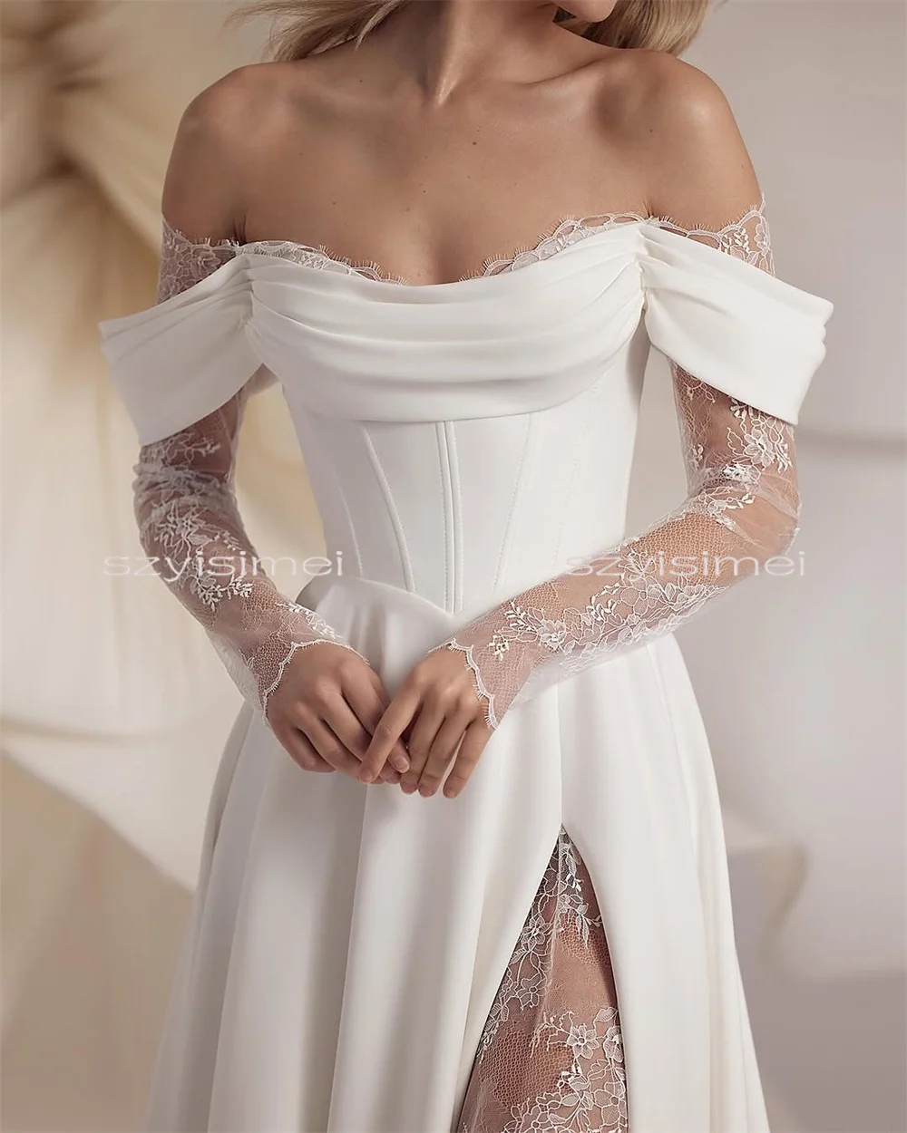 Mordern Off Shoulder Wedding Dresses A-Line Bridal Gown For Wedding Customized Bride Dresses vestidos de novia robe de mariée - Image 2