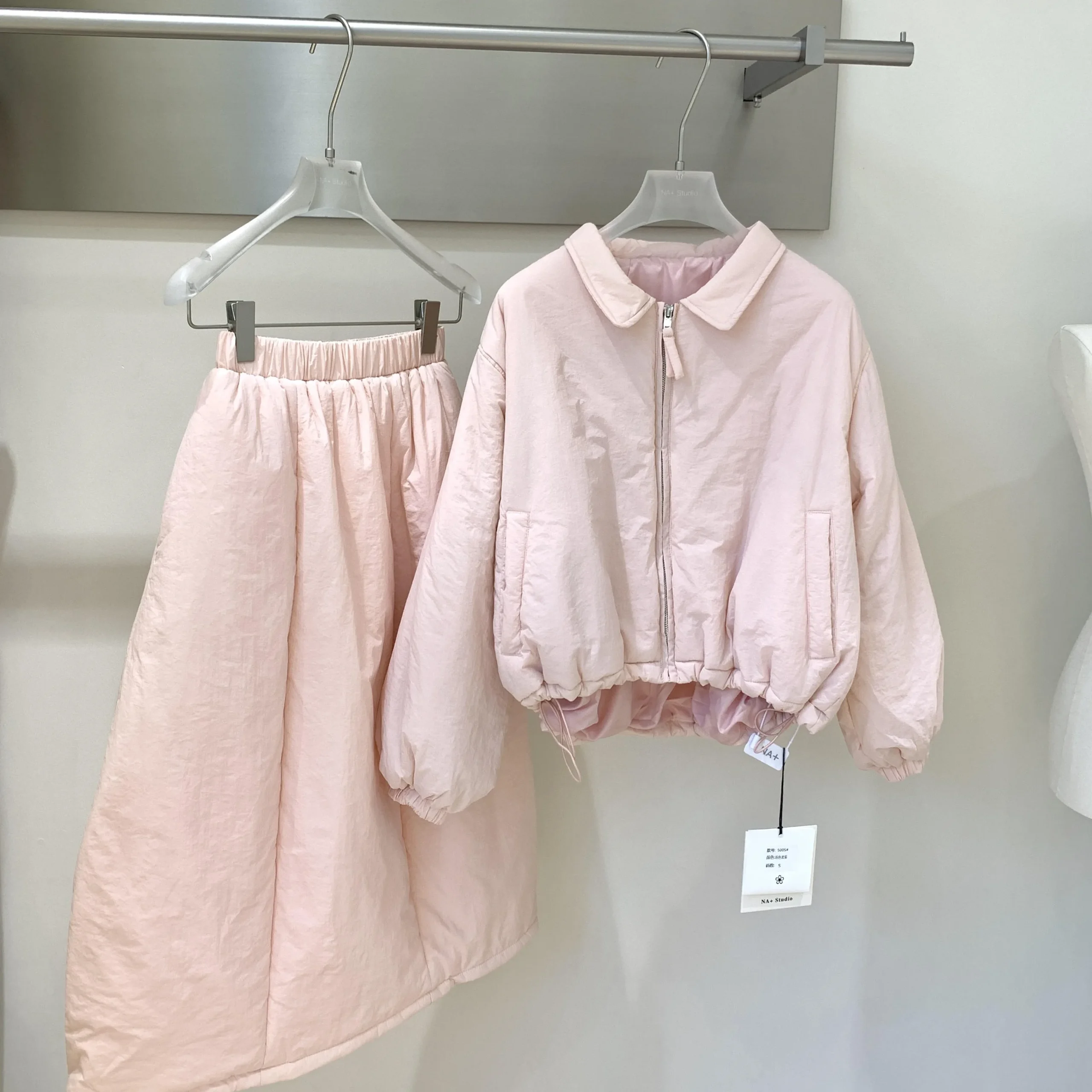 Women's Autumn Winter Casual Two Pieces Cotton Padded Skirt Set Lady Streetwear Lovely Quilted Long Sleeve Jacket+ Long Skirt - Image 4
