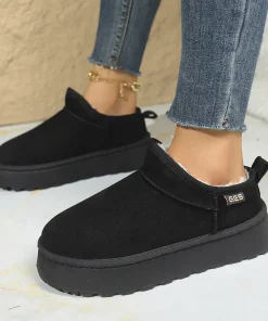 Snow Boots for Women 2025 Winter New Cashmere Warm Thick Soles Without Heel-covered Hair Half Slipper Cotton Shoes for Women - Image 5