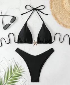 Sexy Bikini Set Solid Swimsuit Women Beachwear 2026 Thong Micro Bikinis Female Swimwear High Cut Neck Bathing Suit Beach Biquini - Image 4