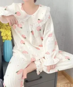 Warm Sleepwear Small Bear Peach Coral Velvet Two-Piece Set Women Pajamas Autumn and Winter Thickening Home Wear School Sleepwear - Image 6