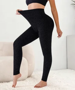 Women Ribbed Fleece Lined Leggings Stretch Slim Fit Ankel Length Sparkly Tights High Waist Winter Thermal Pants Tummy Control - Image 5