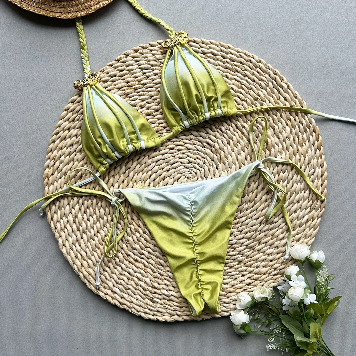 New bikini sexy tie dye split style swimwear for woman accessories swimsuit - Image 4