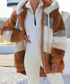Oversized Jacket for Women 2023 New Autumn Winter Warm Plush Pocket Hooded Streetwear Loose Lady Outerwear Coat Roupas Feminina - Image 5