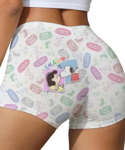 Alternative view of Snoopy cartoon print Sweet Home Womens Shorts Summer Elastic Waist Straight Short Pants Vintage Cute Home Cozy Woman Underwear Y