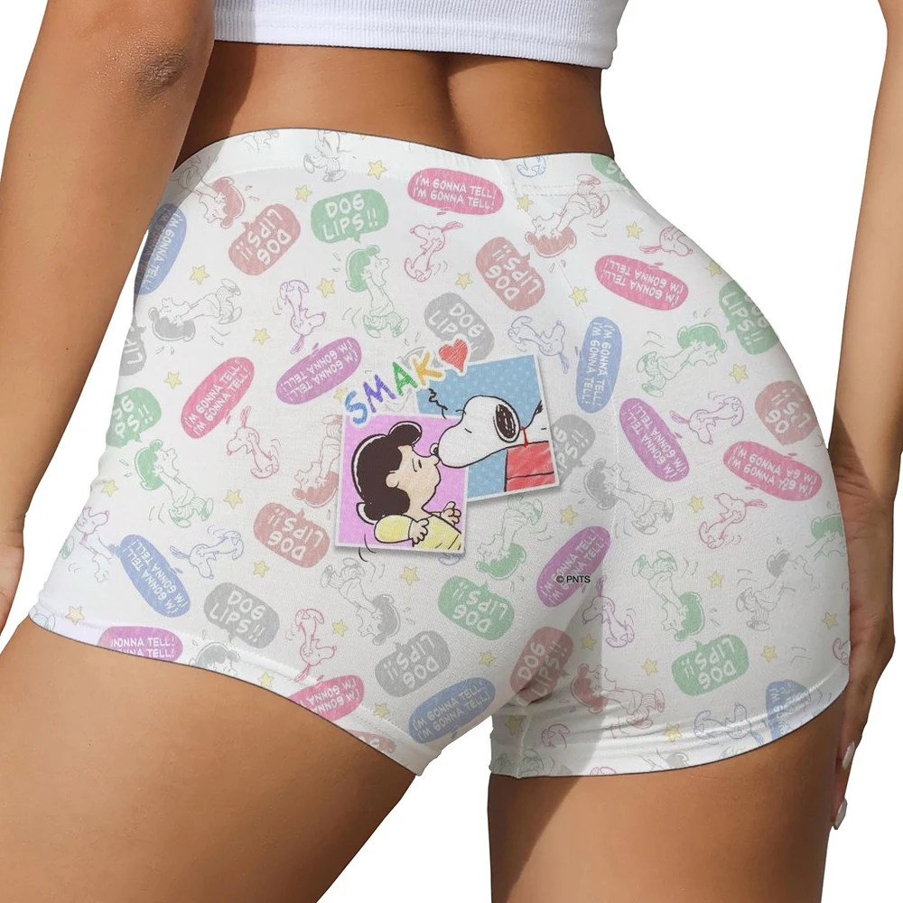 Snoopy cartoon print Sweet Home Womens Shorts Summer Elastic Waist Straight Short Pants Vintage Cute Home Cozy Woman Underwear Y - Image 2