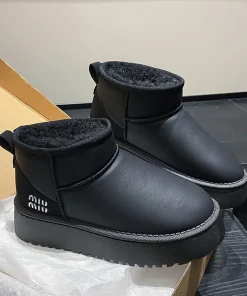 Women's Platform Thick-Soled Snow Boots New Winter Waterproof Short Tube Elevated Cotton Shoes Warm Fleece-Lined Bread Shoes - Image 4