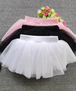 Children's Dance Skirt Soft Yarn Ballet Skirt White Tutu Four-Layer Performance Skirt Female