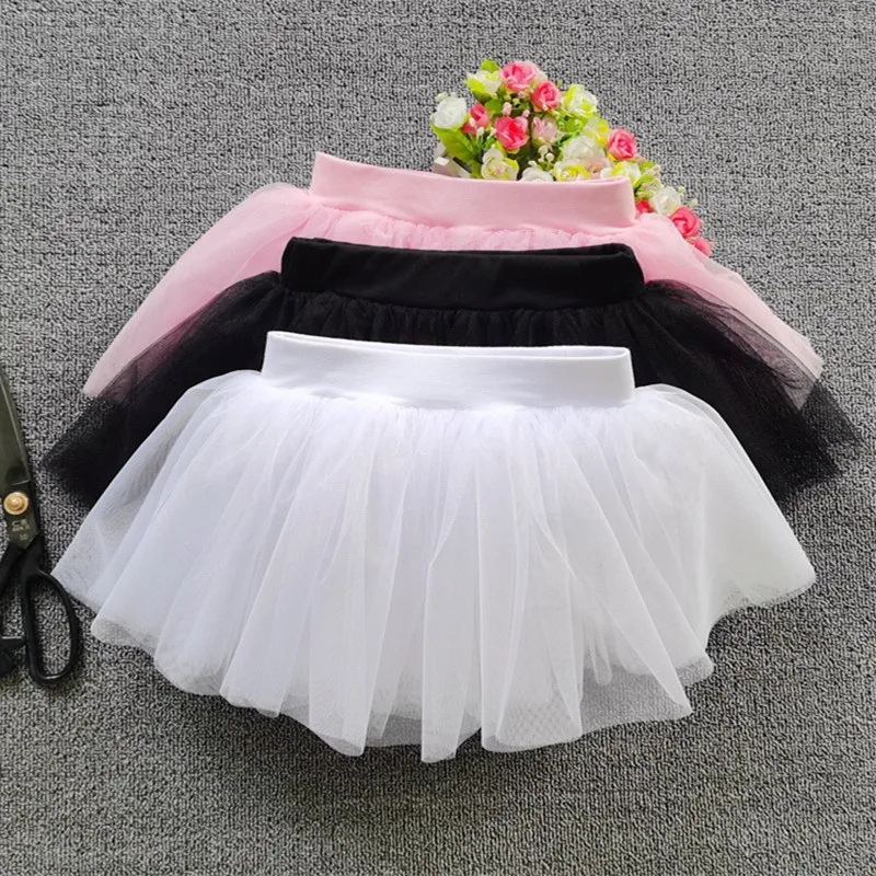 Children's Dance Skirt Soft Yarn Ballet Skirt White Tutu Four-Layer Performance Skirt Female