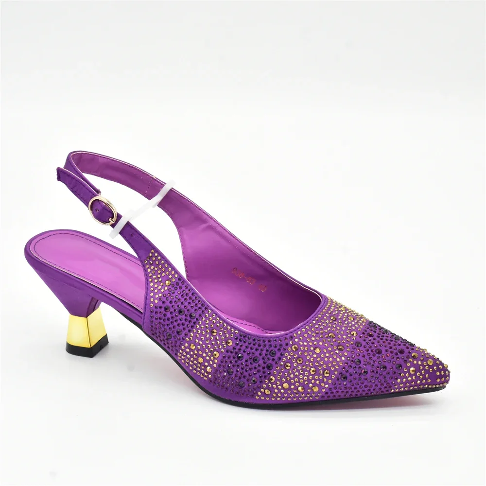 Luxury Italian Shoes and Bag Set for Women Elegant Shoes Woman Heel Nigeria Party Shoes and Bags for Women Rhinestone Pumps - Image 5