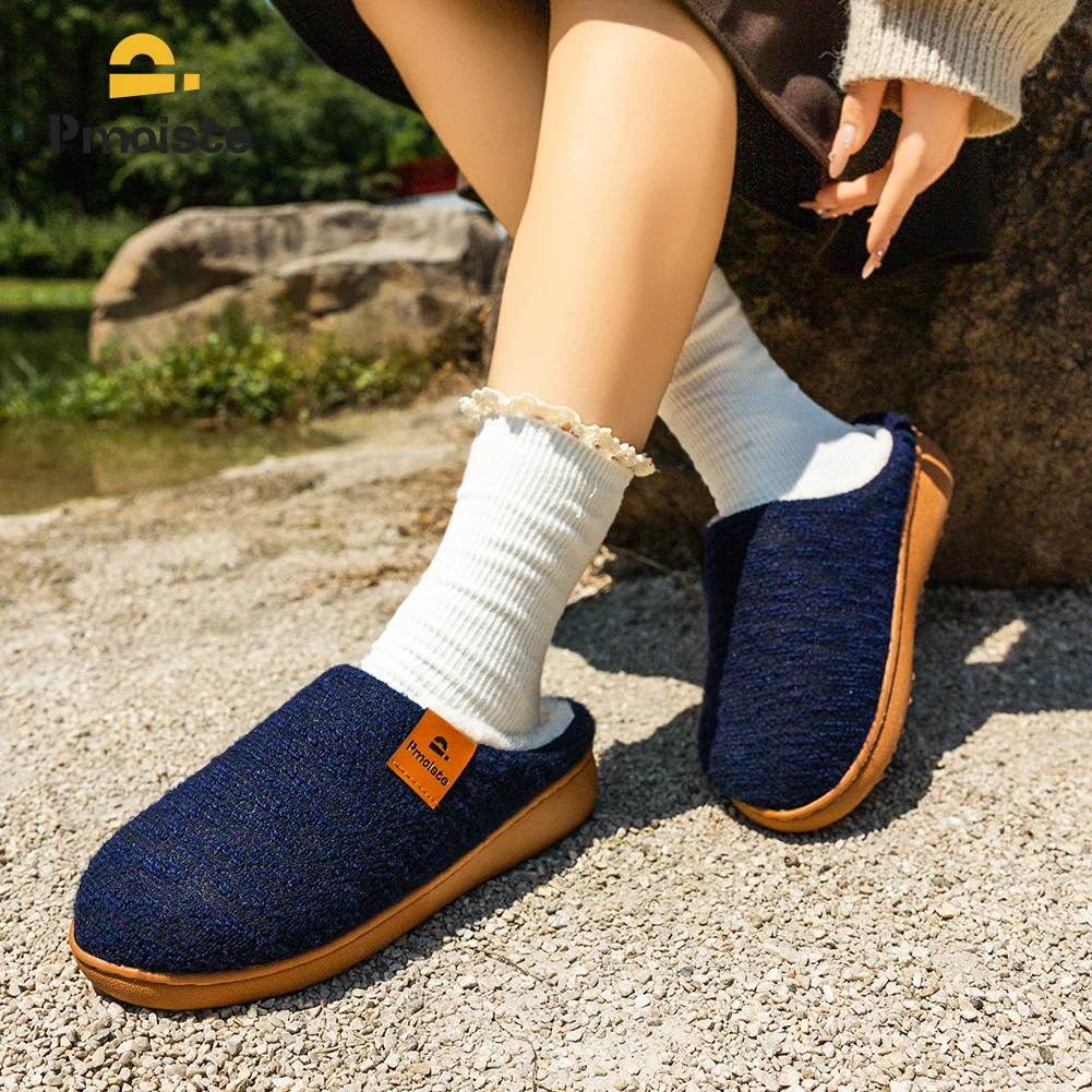 Pmoiste Soft Knited House Slippers Women Comfortable Warm TPR Wedge Memory Foam Designer Luxury Living Room Shoes Winter Indoor - Image 6