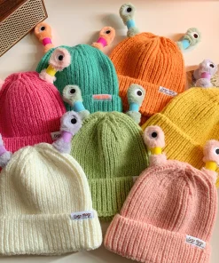 Cute Cartoon Quirky Light-emitting Tentacle Knitted Hat Parent-child Models Warm Wool Cap Eyes Light-emitting Beanie Monster Hat - Image 6