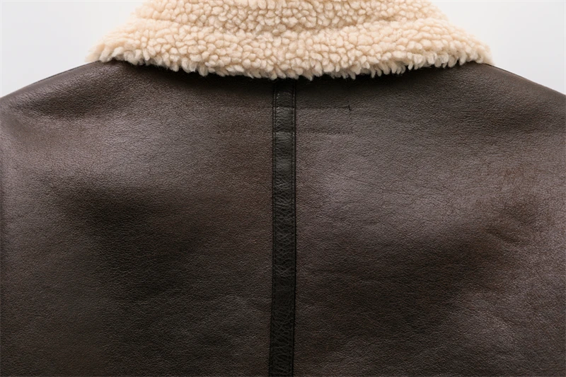 RARF 2024 New Woman's Fashion Thick Warm Faux Shearling Jacket Coat Vintage Long Sleeve Belt Hem Female Outerw - Image 5