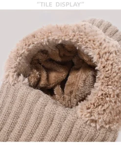 3 In 1 Knitted Hat Thickening And Adding Fluff Hat Scarf Mask One-piece Hat Winter Warm Fashion Windproof Hat For Women 2025 - Image 6
