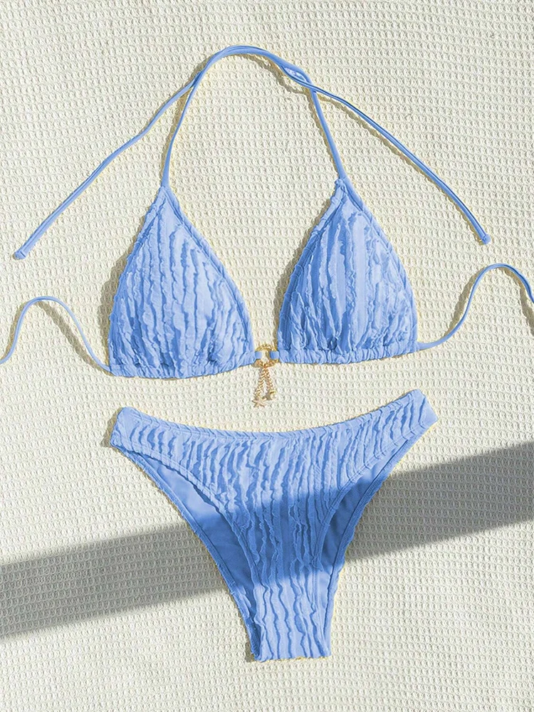 Sexy Bikinis Sets Two-piece Women's Swimsuit Ruffled Halter Neck Bikini 2025 Female Swimwear for Woman Beach Wear Bathing Suit - Image 3