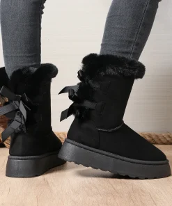 Winter Women Mid-calf Boots Thick Plush Thick Sole Non-slip Fashion Snow Boots Women Solid Color Classic Retro Shoes for Women - Image 6