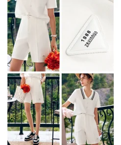 OLrain Women's Summer Shorts French Fashion White Casual Lady Short Pants 2025 Ladies High Waist Shorts Woman Clothes O22XK01008 - Image 4