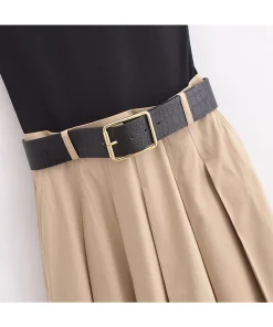 MUJER 2025 Woman Dresses Belt Pleated Midi Dress Women Sleeveless Summer Dress Woman Knitted Party Dresses for Women Sundress - Image 5