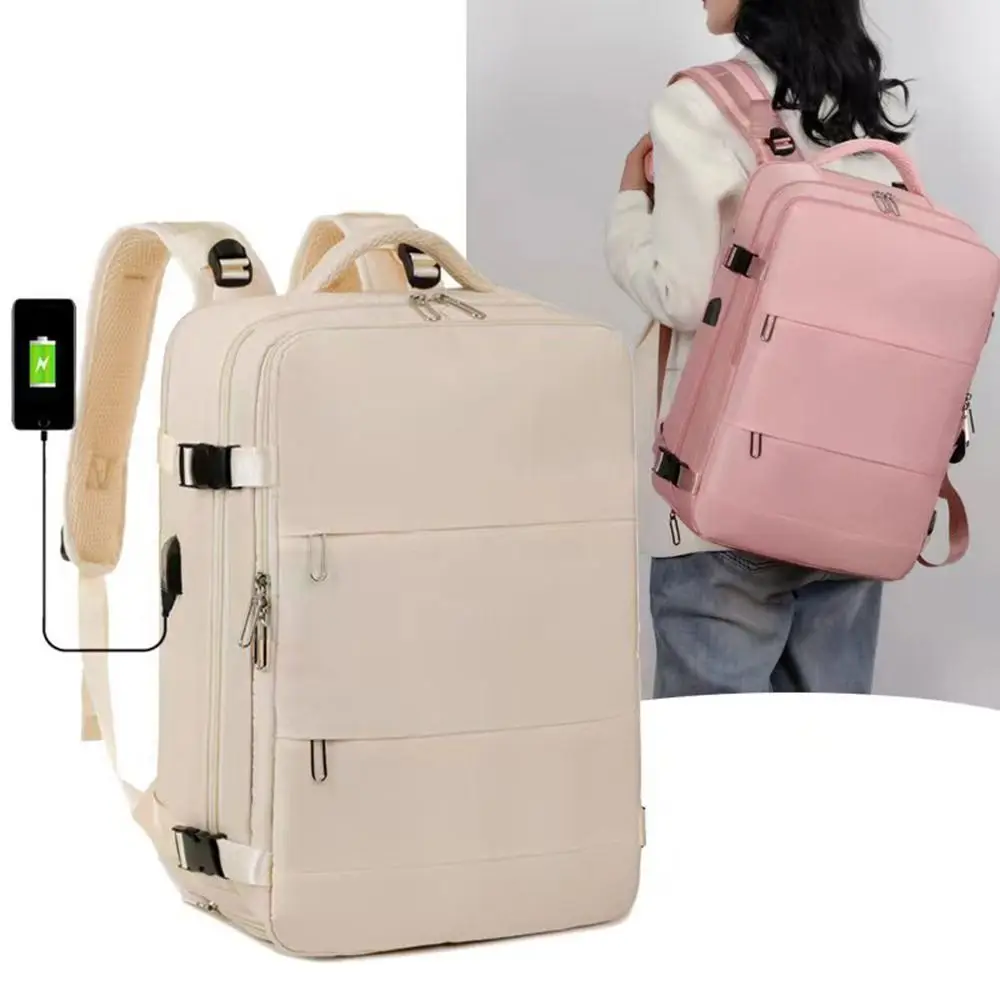 35L Large Capacity Travel Backpack Oxford Shoe Pouch Travel Luggage Bagpack with USB Charging Port Waterproof Carry On Backpack