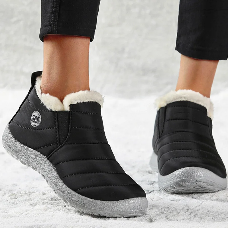 Women Boots Waterproof Winter Boots Fur Shoes Women Slip On Ankle Boots Snow Botas Mujer 2025 Winter Shoes Couple Short Boot - Image 2