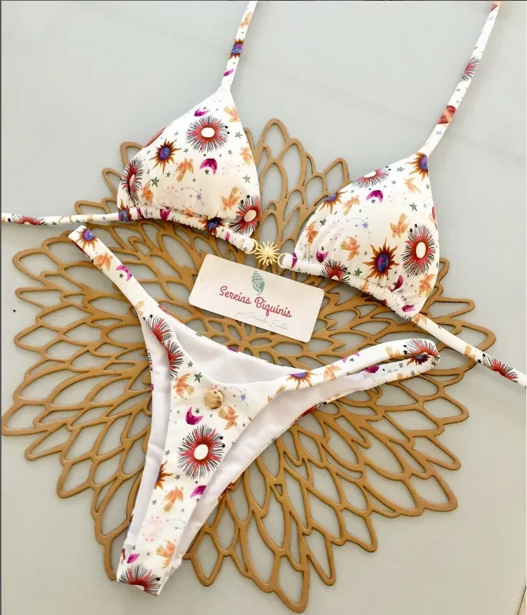 Print Sexy Bikini Sets Halter Lace-up Tops Thongs Beach Style Bathing Suit Y2k Swimsuits Women Beachwear Купальник Женский 2025 - Image 2