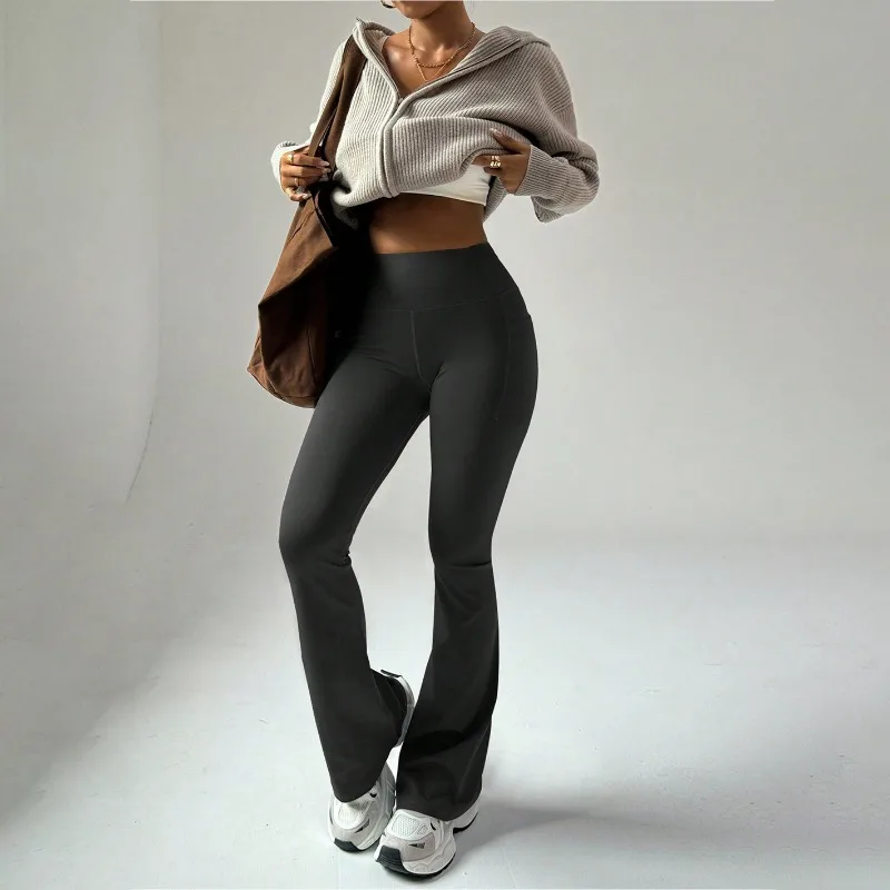 Women's Thermal Fleece Wide Leg Yoga Pants High Waisted Booty Lifting Outdoor Fitness Leggings High Stretch Lounge To Trail Wear - Image 4