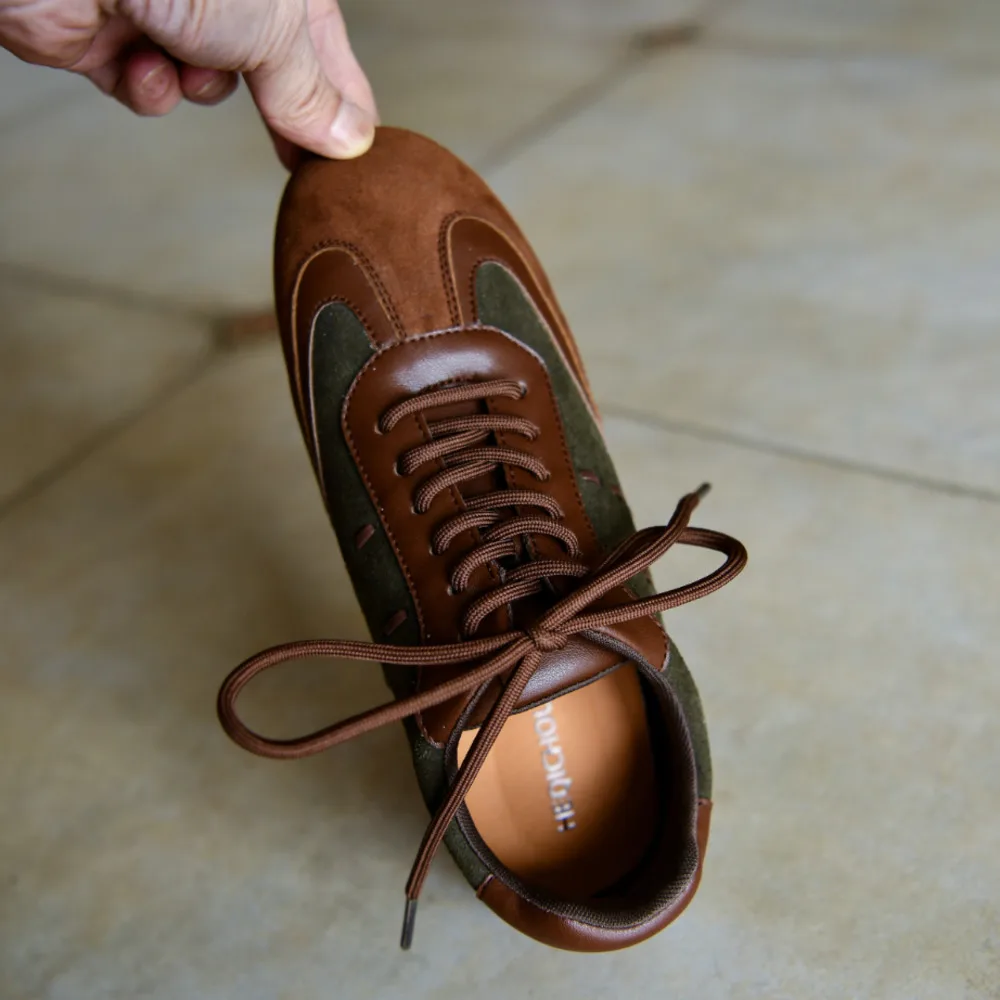 Vintage German Training Baseball Shoes for Women's Genuine Leather Woman Running Sports Shoes Outdoor Tennis Lace-up Sneakers - Image 3