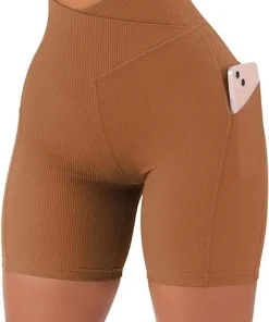 Sports Short Women Cross Workout Yoga Shorts with Pockets 5" High Waist Booty Biker Short - Image 4