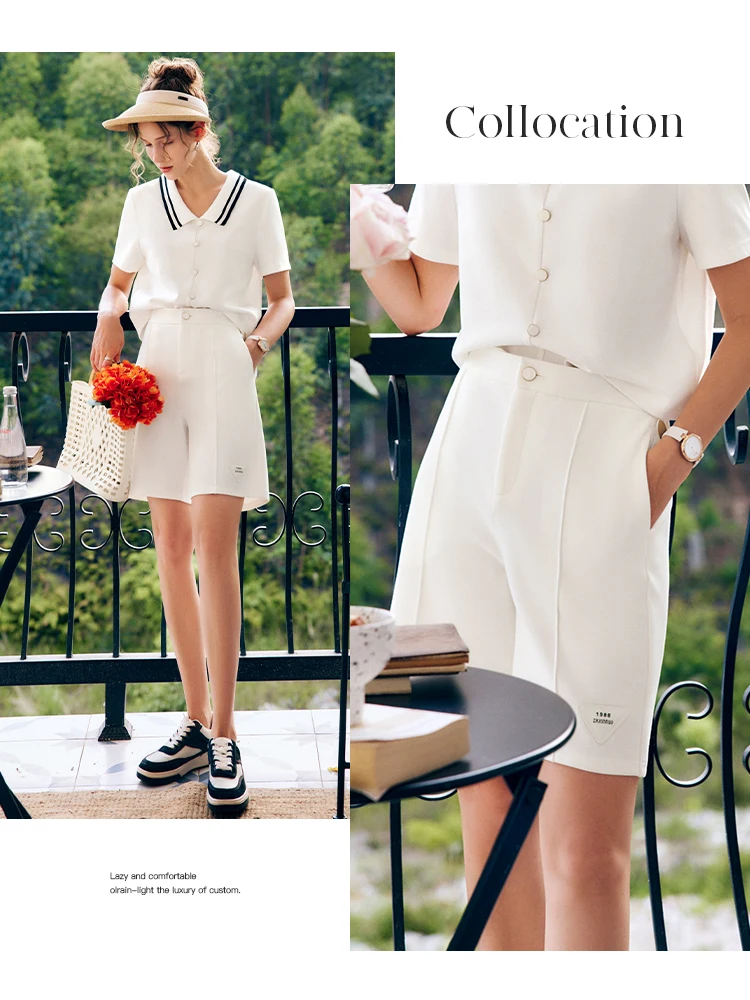 OLrain Women's Summer Shorts French Fashion White Casual Lady Short Pants 2025 Ladies High Waist Shorts Woman Clothes O22XK01008 - Image 3