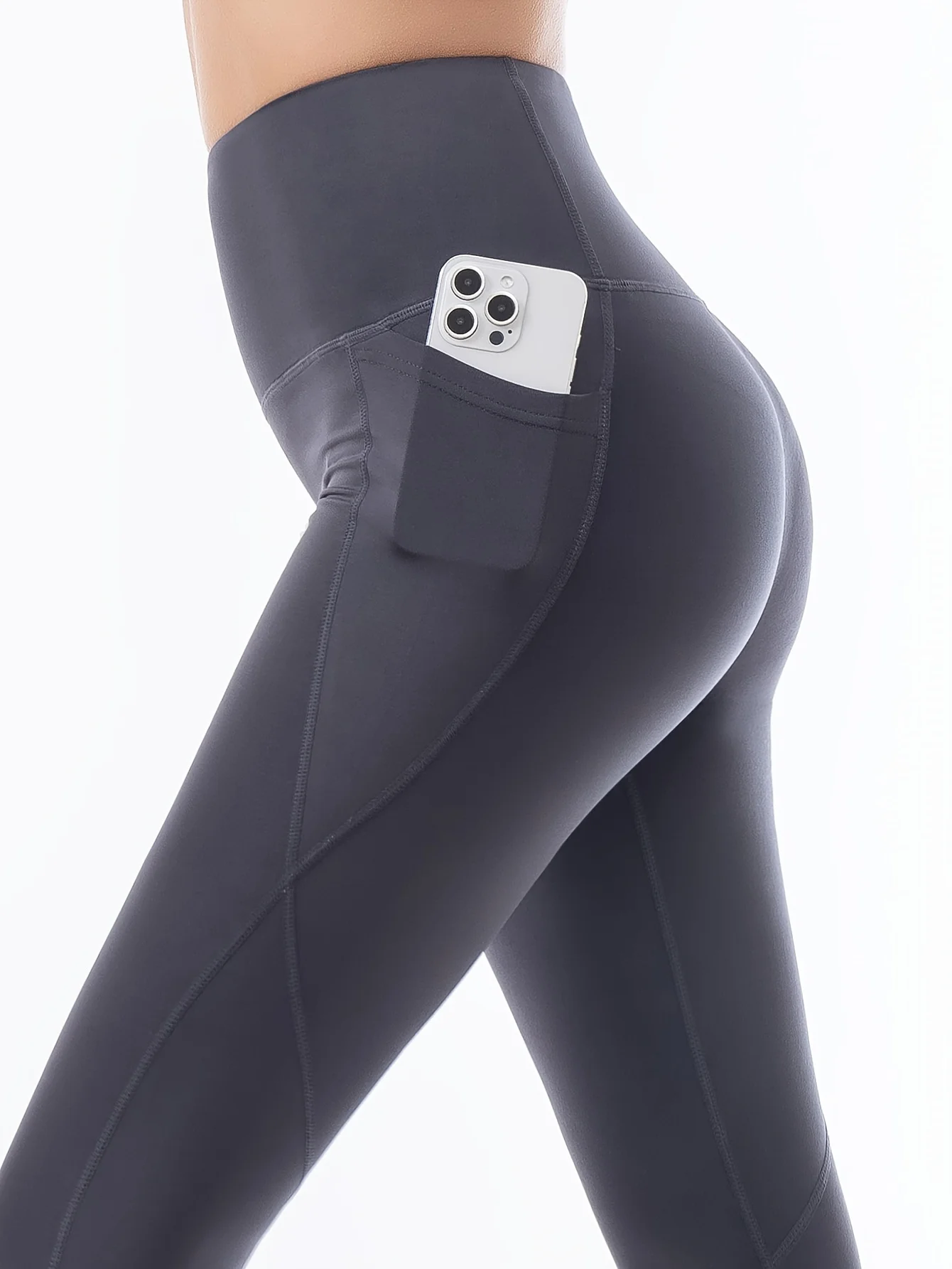 Women wear pocket spring and autumn winter new high waist lift hip plus fleece thick leggings tight yoga pants - Image 6