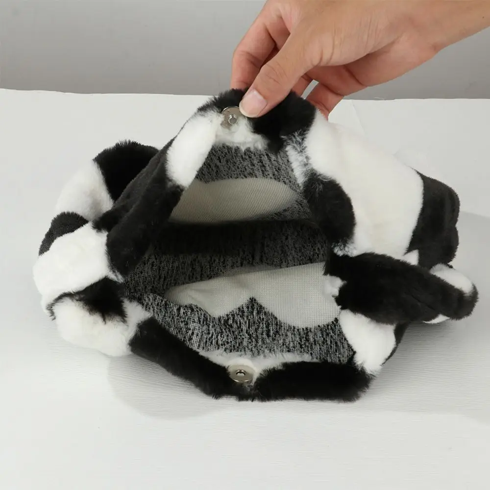 Women Girls Fluffy Shoulder Bag Top-handle Bag Female Autumn Winter Handbag Plush Tote Fashion Shopping Bag - Image 5