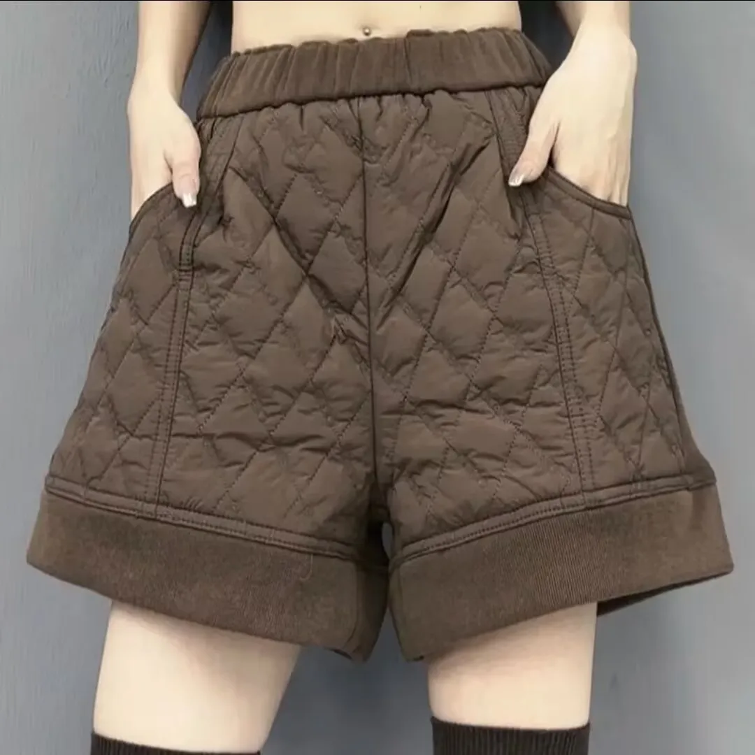 Women's High Waist Wide Leg Pants Cotton Padded Fleece Warm Shorts Casual Ladies Boots Black, Autumn, Winter, New 2026 - Image 2