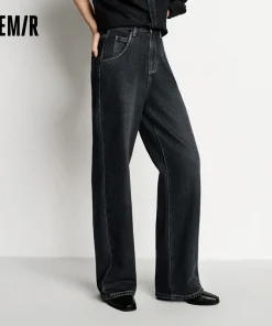 Semir Jeans Women Wide Leg Fleece Lined Comfortable High Waist Winter 2025 New Floor-Length Pants with Leg-Elongating Effect - Image 3