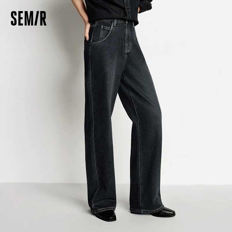 Semir Jeans Women Wide Leg Fleece Lined Comfortable High Waist Winter 2025 New Floor-Length Pants with Leg-Elongating Effect - Image 3