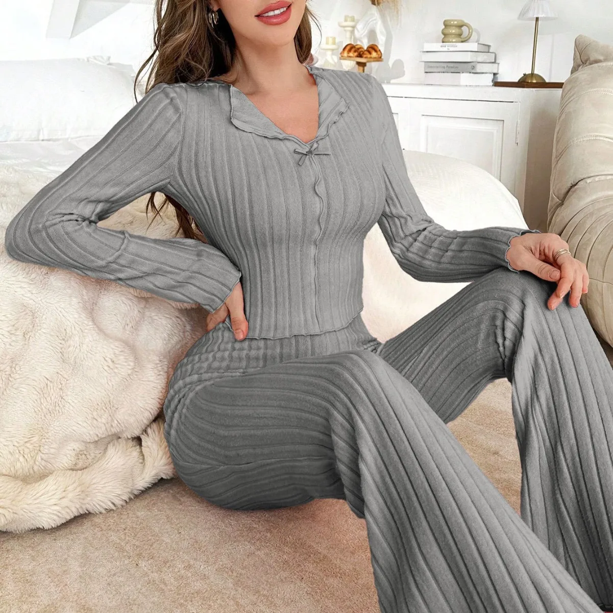 Winter Sleepwear Women's Pajamas Set Pajama Sets Sleepwear for Sleeping Sexy Women's Lingerie Woman Trousers Home Clothes Warm - Image 2