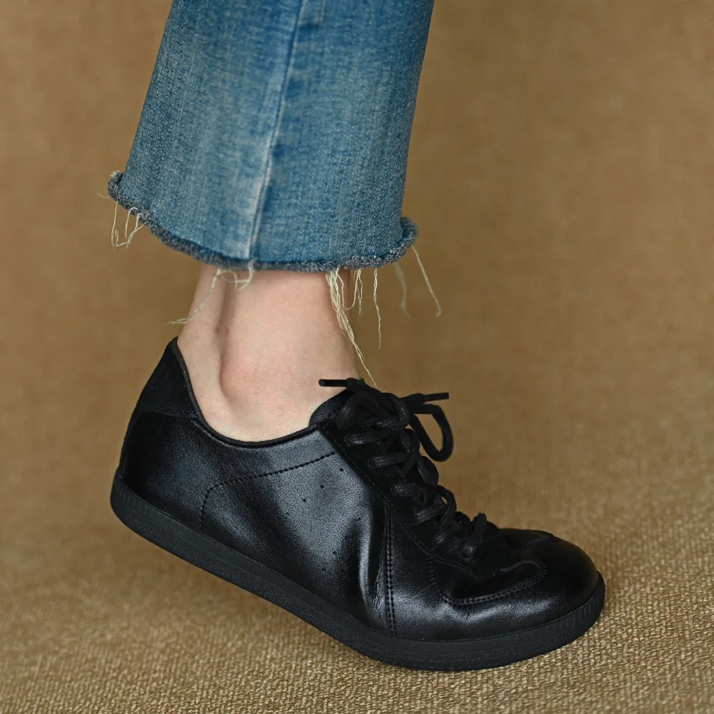 Genuine leather German training shoes Woman flats suede Retro For Women's sneakers Luxury High quality - Image 4