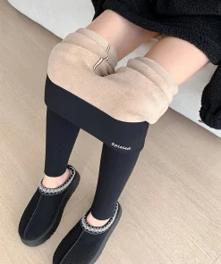 Women Winter Alpaca Velvet Warm Leggings High Waist Slimming Long Pants Warm Cotton Trousers Trendy Base Layer Pants - Image 5