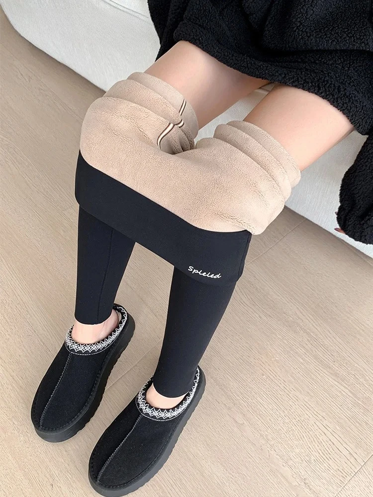 Women Winter Alpaca Velvet Warm Leggings High Waist Slimming Long Pants Warm Cotton Trousers Trendy Base Layer Pants - Image 5