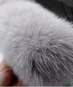 New Winter Denim Jacket Women Fashion Overcoat Faux Fox Fur Collar Jean Coat Female Short Warm Parkas Rabbit Hair Lining Outwear - Image 3